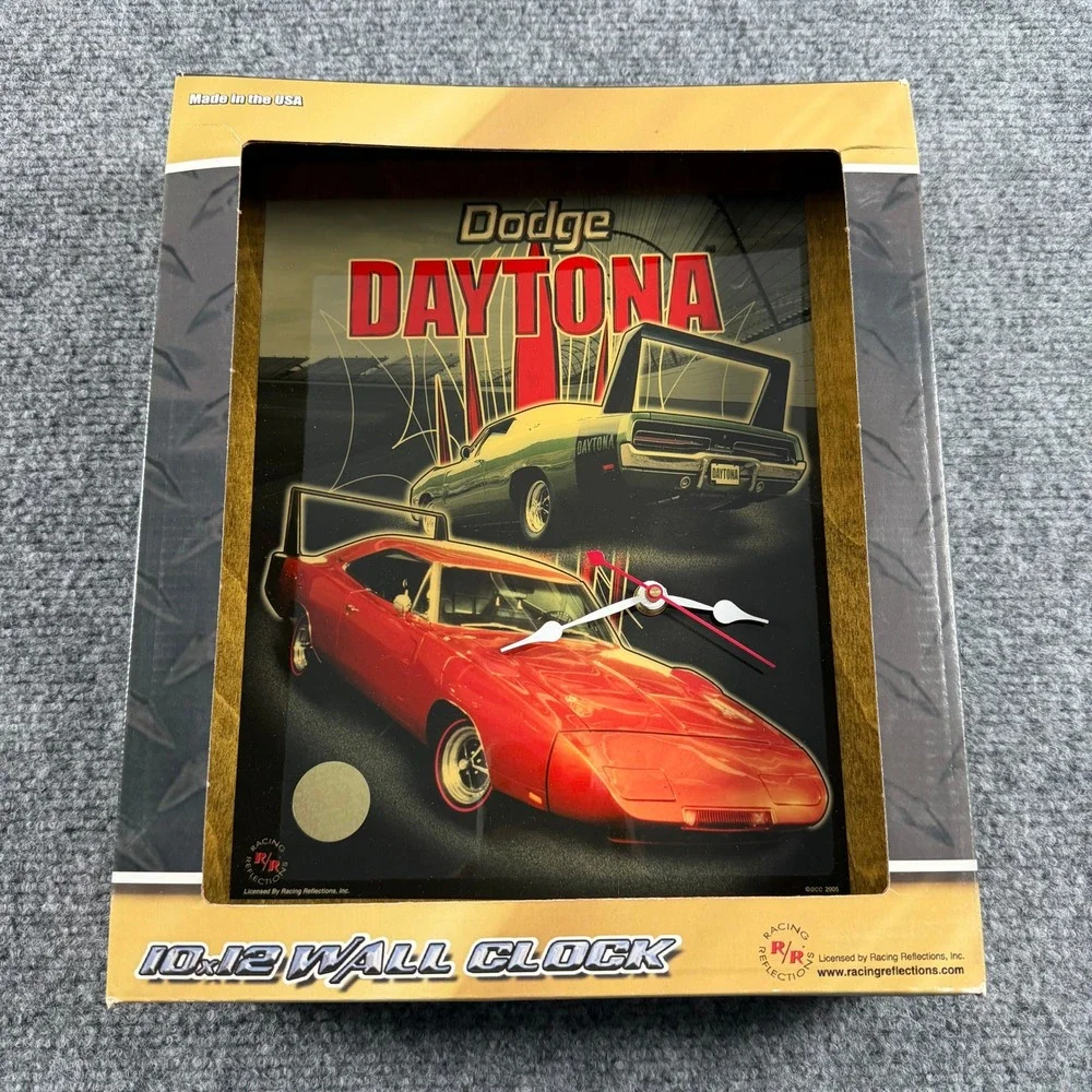 Racing Reflections Dodge Daytona Wall Clock 10x12 Red Mopar Muscle Car
